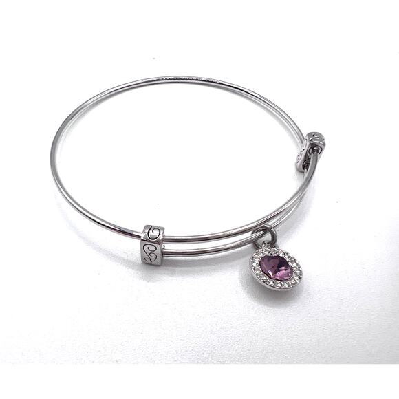 None and/or Unknown Jewelry - Women's Silvertone Birthstone Bracelet Rhinestone Charm October Tourmaline Pink